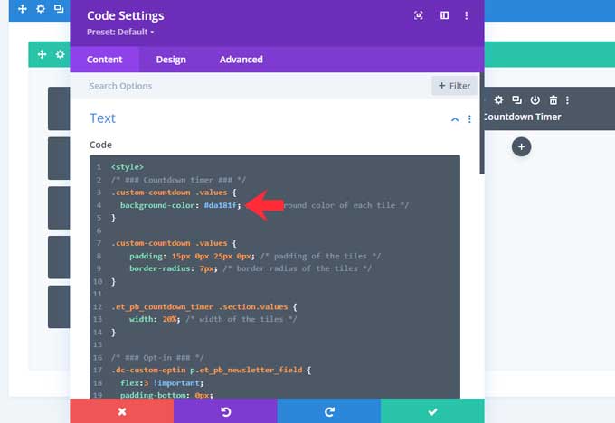 Countdown background color