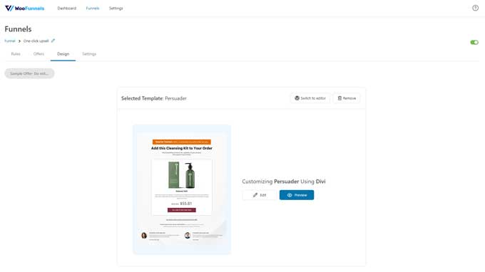 Customize the one-click upsell template