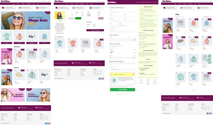 Divi and WooCommerce layout pages
