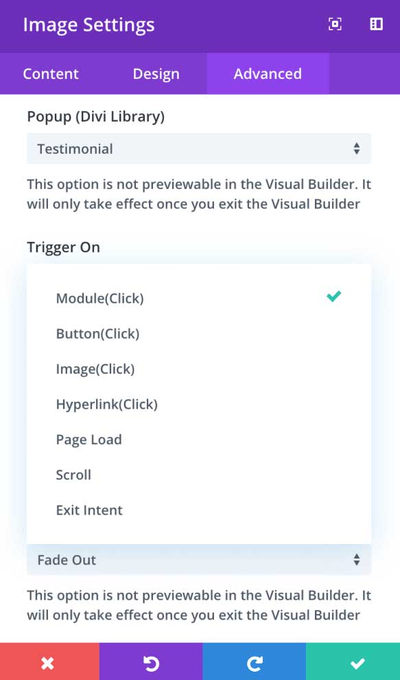 Divi Supreme popup triggers