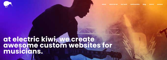 Electric Kiwi webdesign for musicians