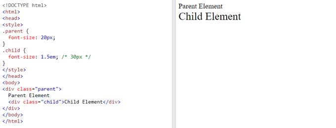 Example with em units