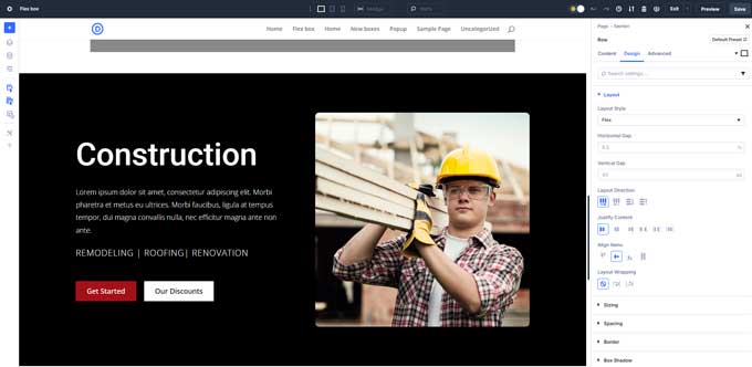 Flexbox live example with text, image and buttons
