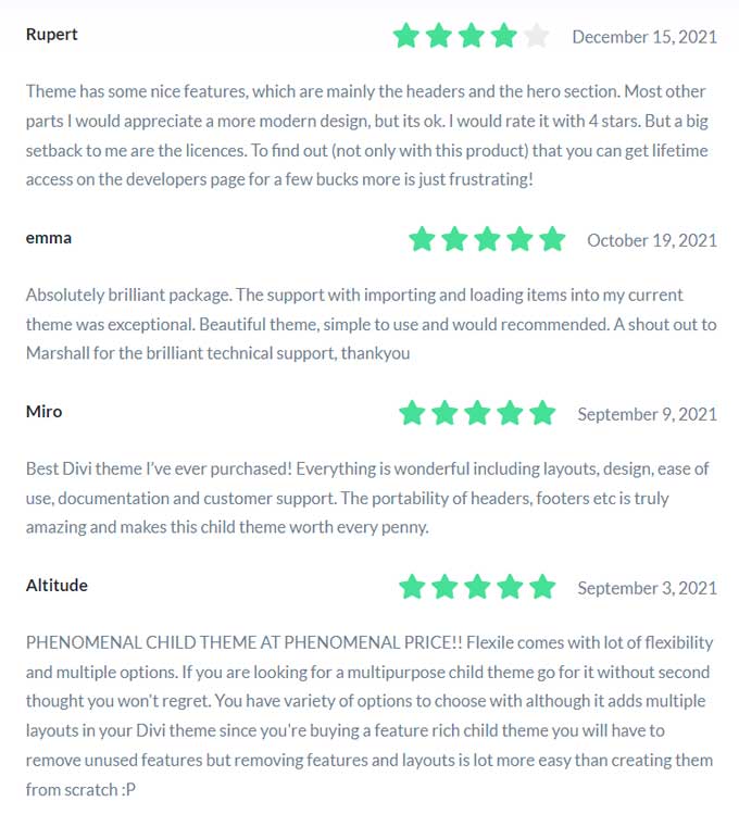 Reviews for flexile child theme for Divi