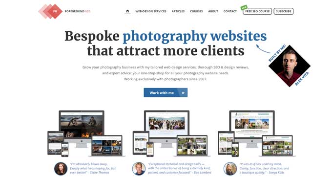 Foreground web specializes in websites gor photographers