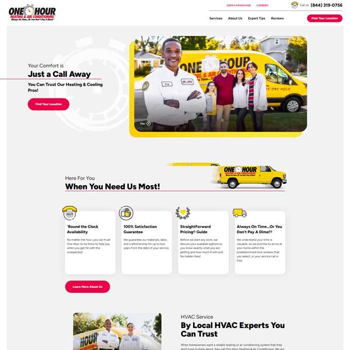 One Hour Heating & Air Conditioning Website