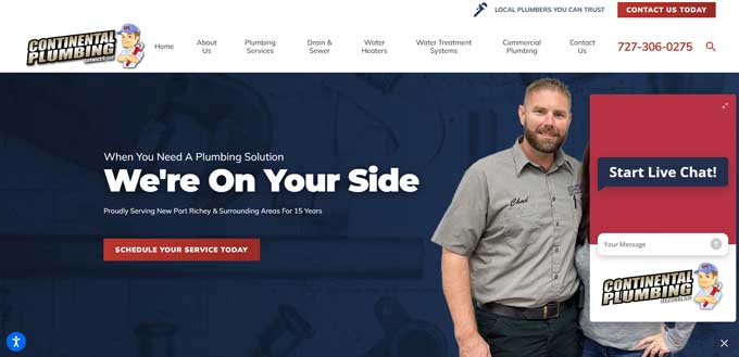 plumbing live chat feature