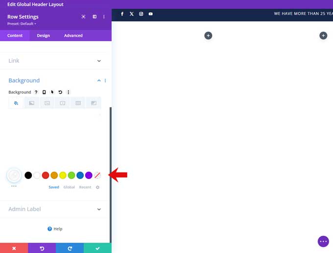 Second row background color