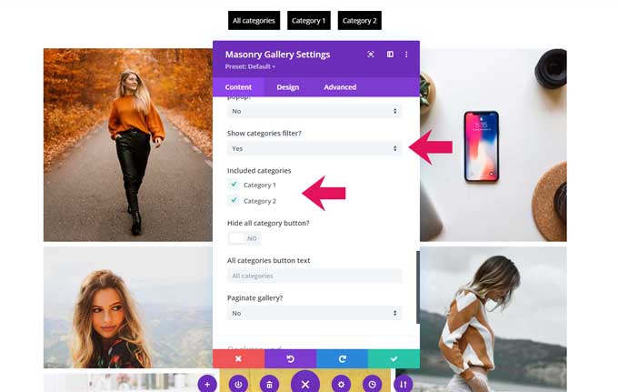 Select your categories for the gallery