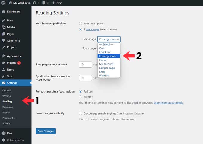 Set the coming soon page to static