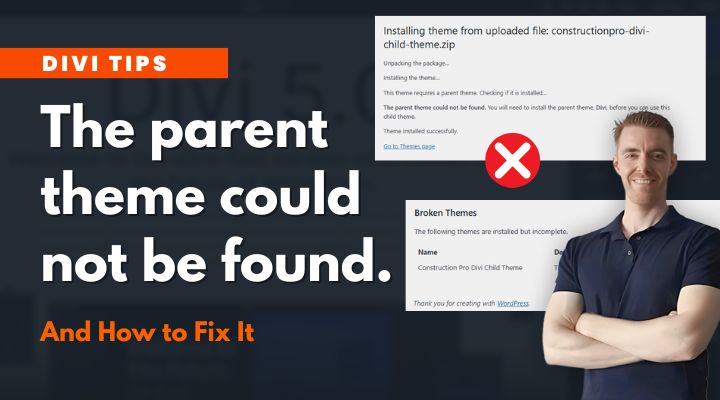 The parent theme could not be found - Divi error
