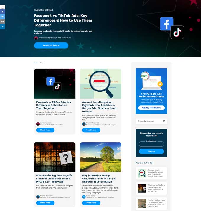 Wordstream blog example