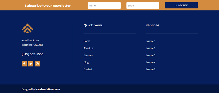 Grow extended Divi footer example